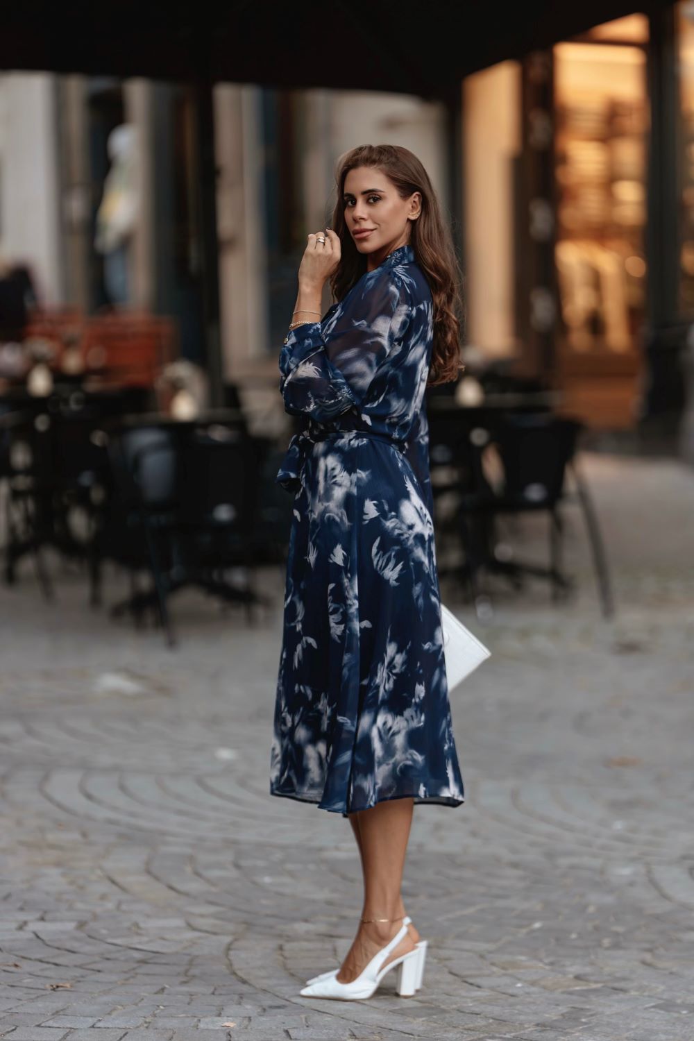 Vestido padrão azul