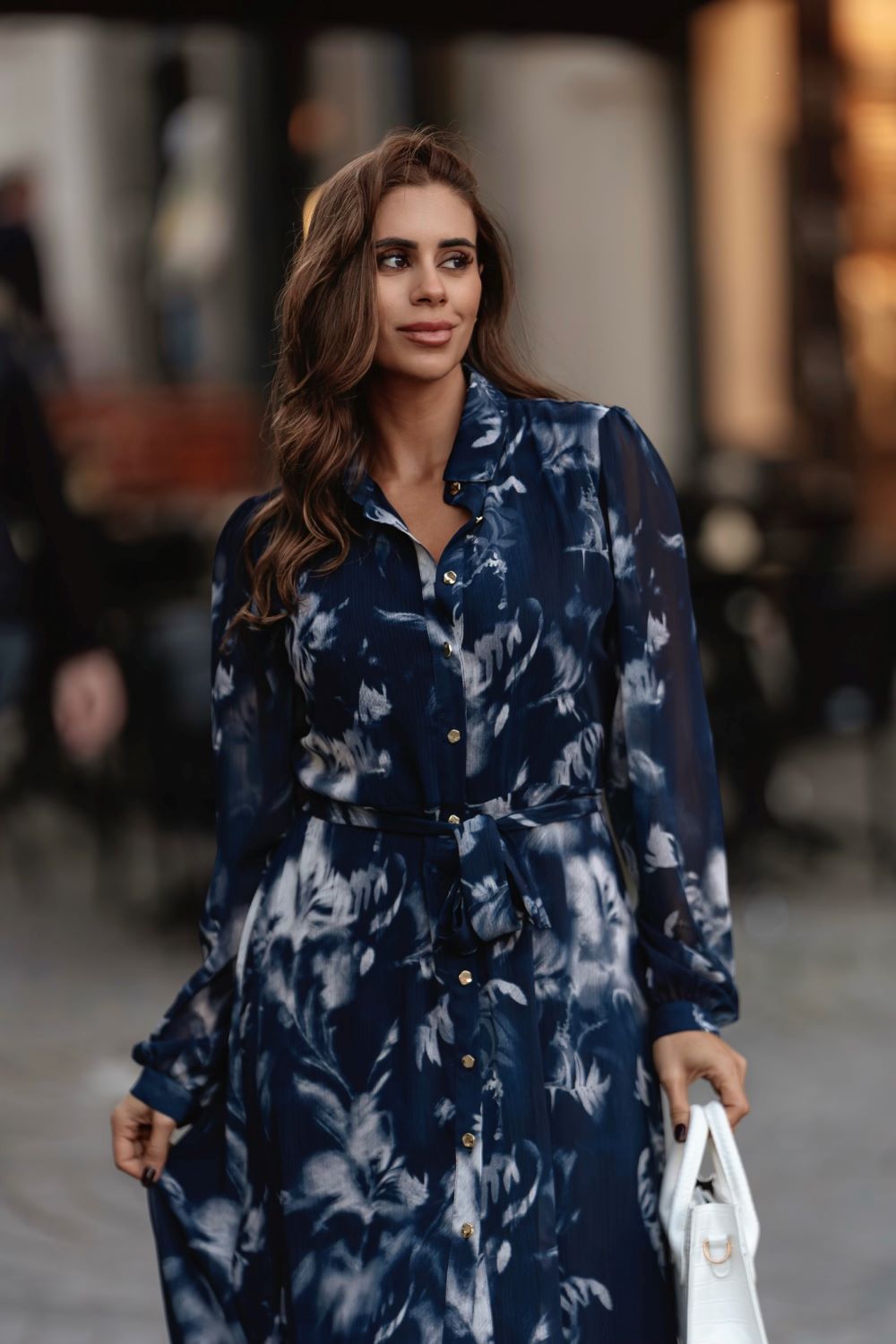 Vestido padrão azul