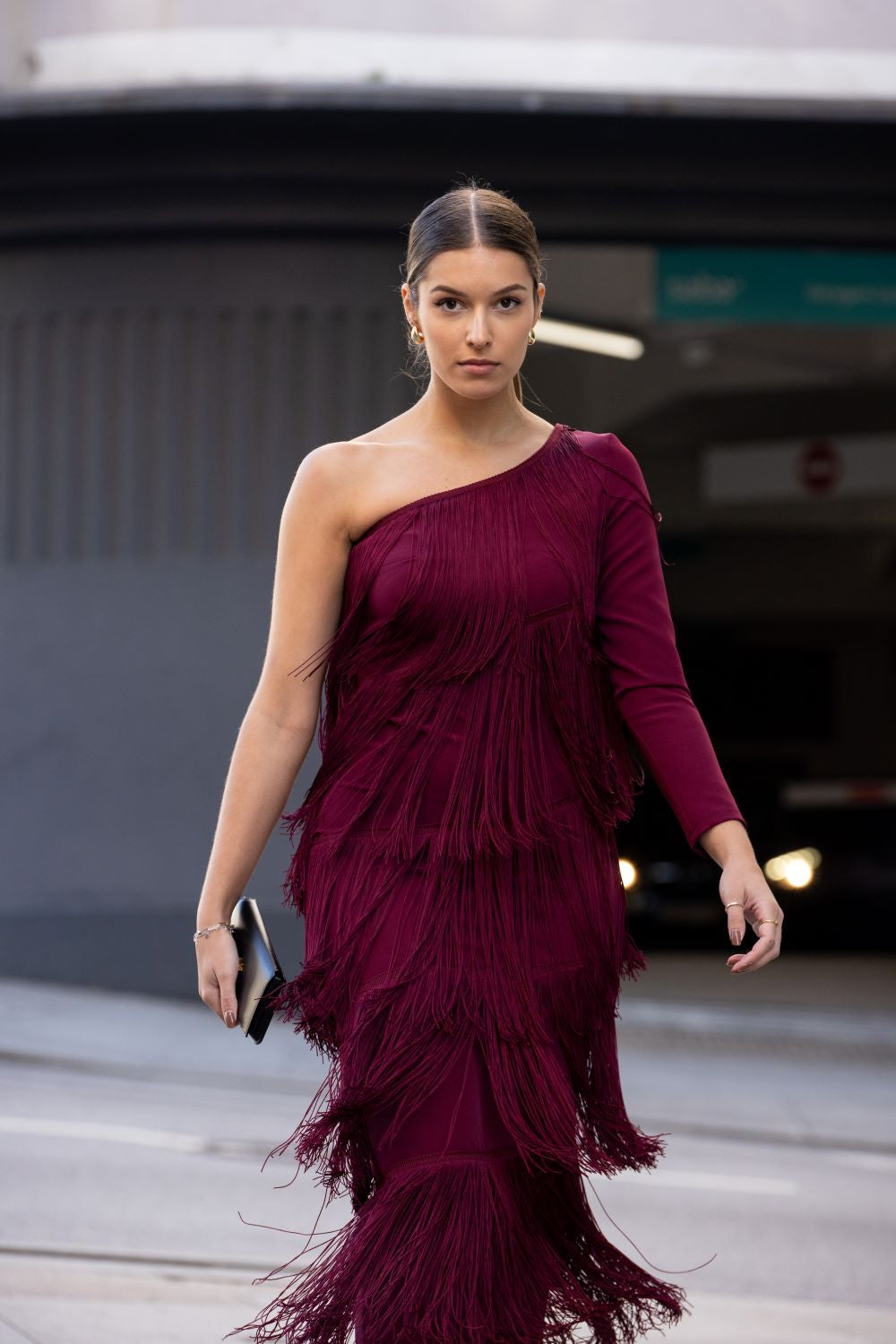 VESTIDO FRANJAS ASSIMETRICO