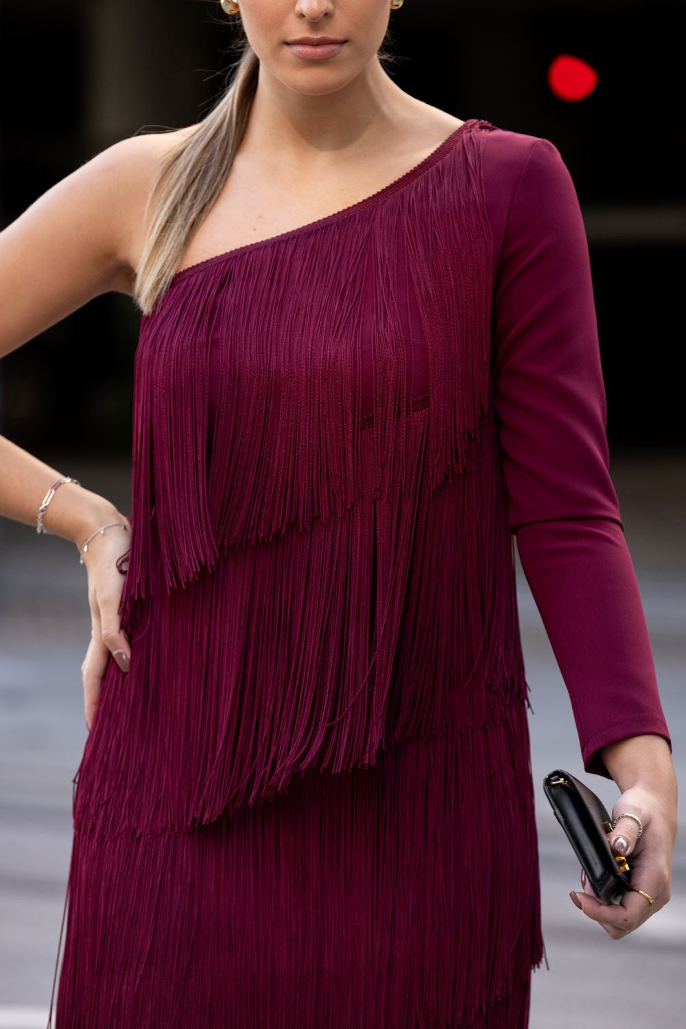 VESTIDO FRANJAS ASSIMETRICO