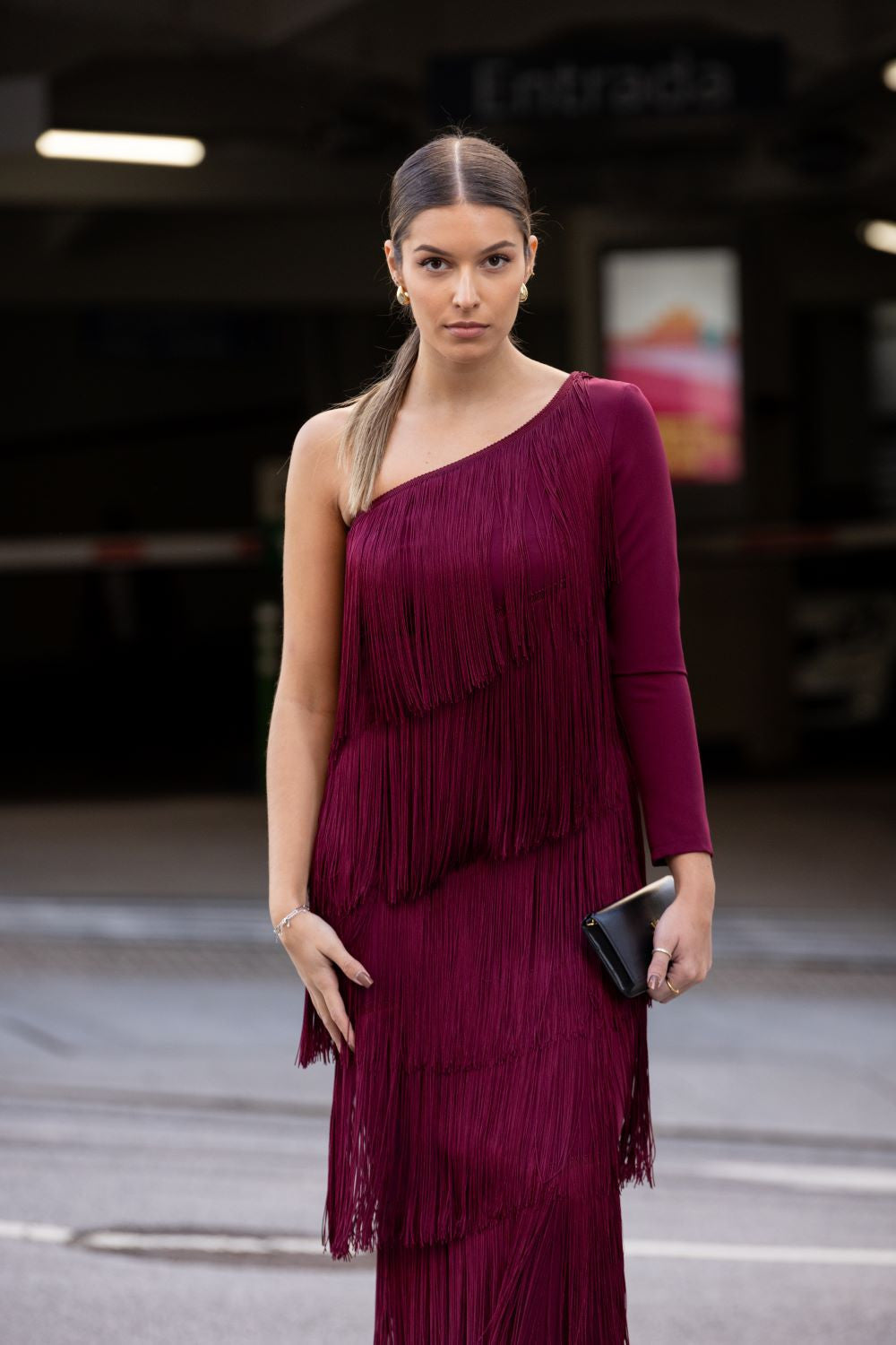VESTIDO FRANJAS ASSIMETRICO